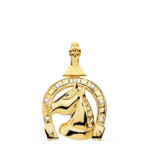 [PP7484] 18K COLGANTE ORO AMARILLO HERRADURA CIRCONITAS 28X24 MM