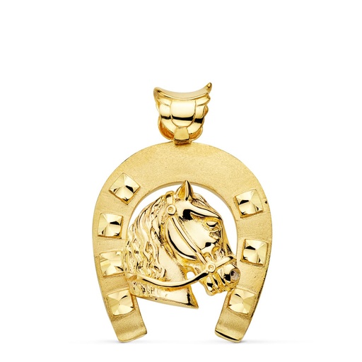[PP7490] 18K COLGANTE ORO AMARILLO HERRADURA CON CABALLO 44X39 MM