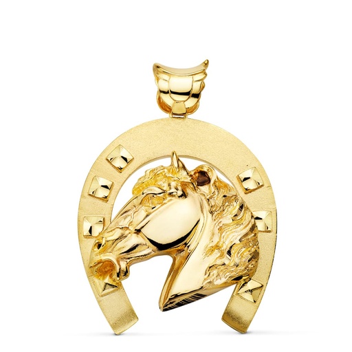 [PP7492] 18K COLGANTE ORO AMARILLO HERRADURA CON CABALLO 50X44 MM