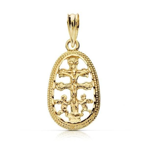 [PP7660-017] 18K CARAVACA CRISTO CERCO TALLADO 19X11 MM