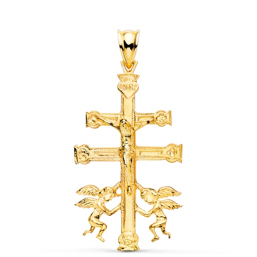 [PP7662-036] 18K CRUZ ORO AMARILLO CARAVACA CON CRISTO. 36 X 22 MM
