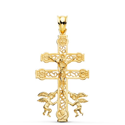 [PP7663-040] 18K CRUZ DE CARAVACA ORO AMARILLO CALADA 42X24 MM