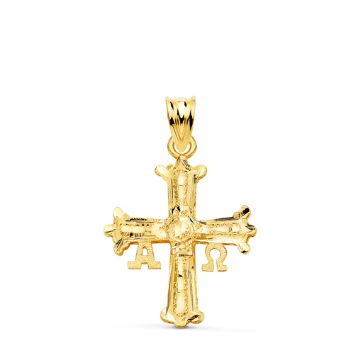 [PP7664-325] 18K CRUZ DE COVADONGA ORO AMARILLO TALLADA 26 X 20 MM