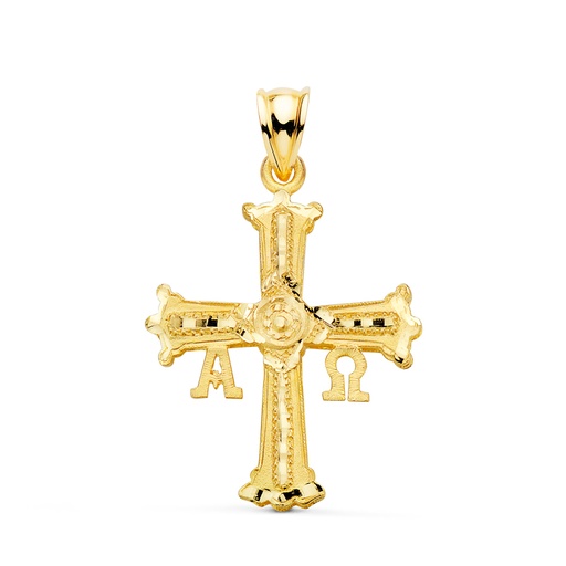 [PP7664-330] 18K CRUZ DE COVADONGA ORO AMARILLO TALLADA 33 X 25 MM