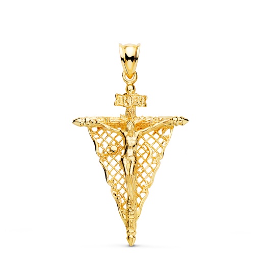[PP7667-030] 18K CRUZ ORO AMARILLO CON CRISTO DEL REMEDIO DE ANIMAS 35X23 MM