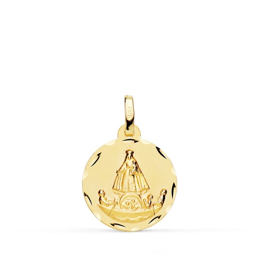 [PP8048-316] 18K MEDALLA ORO AMARILLO VIRGEN CARIDAD DEL COBRE BALSA 16 MM TALLADA