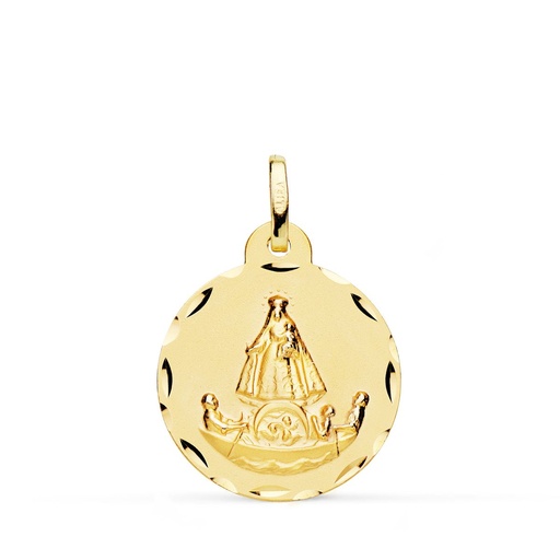 [PP8048-320] 18K MEDALLA ORO AMARILLO VIRGEN CARIDAD DEL COBRE BALSA TALLADA 20 MM