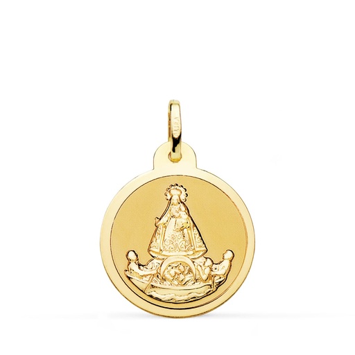 [PP8048-820] 18K MEDALLA VIRGEN DE LA CARIDAD DEL COBRE BALSA BRILLO 20 MM
