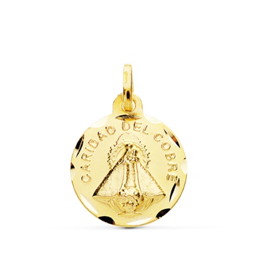 [PP8050-314] 18K MEDALLA ORO AMARILLO VIRGEN DE LA CARIDAD DEL COBRE TALLADA 14 MM