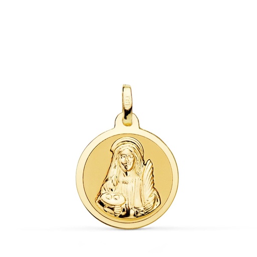 [PP8058-818] 18K MEDALLA SANTA LUCIA BRILLO 18 MM