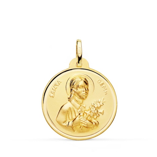 [PP8060-122] 18K MEDALLA SANTA GEMA BISEL 22 MM