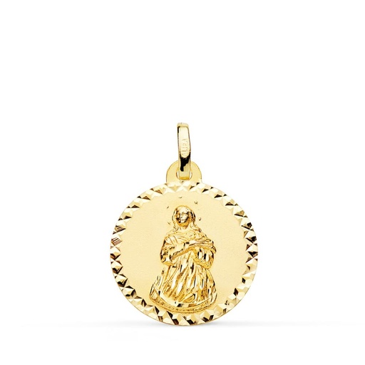 [PP8065-918] 18K MEDALLA VIRGEN INMACULADA TALLA CRUZADA 18 MM