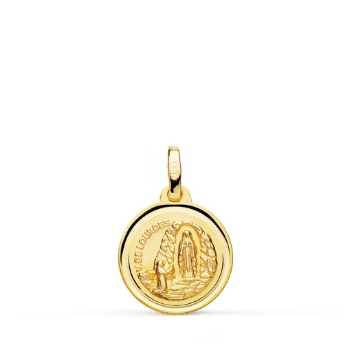 [PP8068-114] 18K MEDALLA VIRGEN DE LOURDES 14 MM BISEL