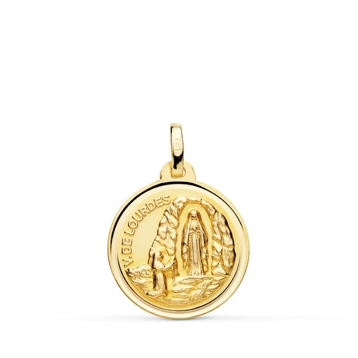 [PP8068-118] 18K MEDALLA VIRGEN DE LOURDES 18 MM BISEL