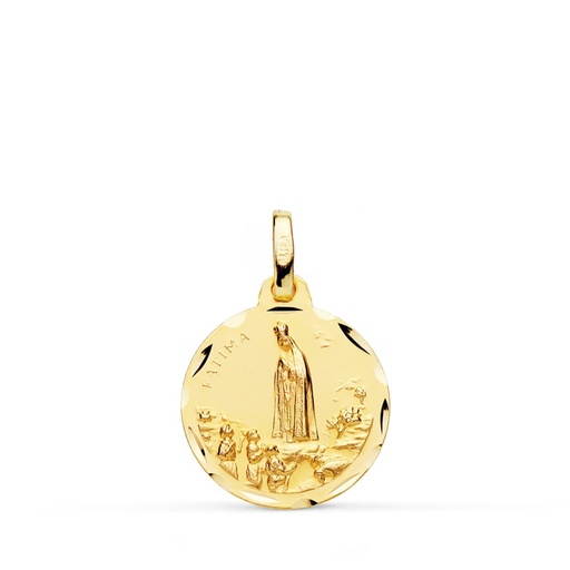 [PP8070-316] 18K MEDALLA ORO AMARILLO VIRGEN DE FATIMA TALLADA 16 MM