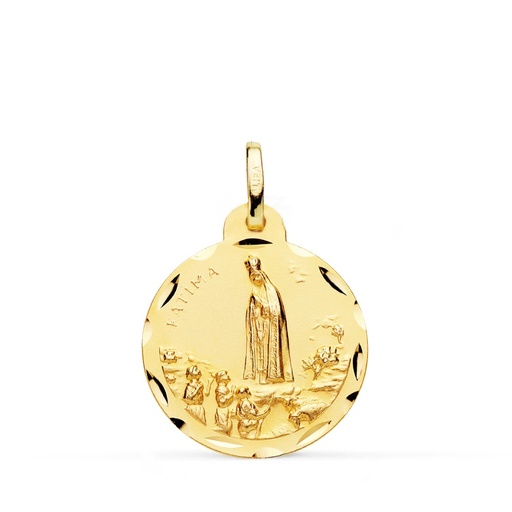 [PP8070-320] 18K MEDALLA VIRGEN DE FATIMA TALLADA 20 MM