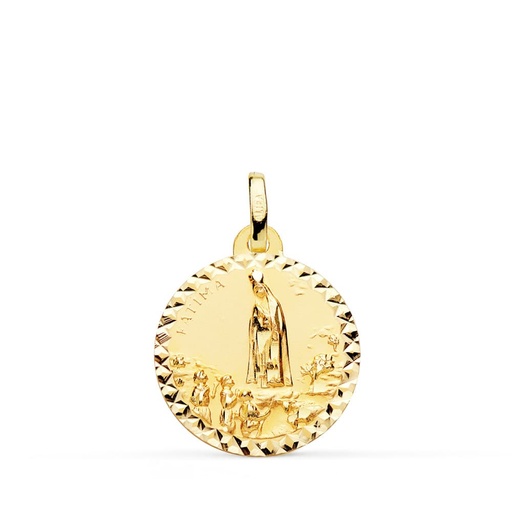 [PP8070-918] 18K MEDALLA VIRGEN DE FATIMA TALLA CRUZADA 18 MM