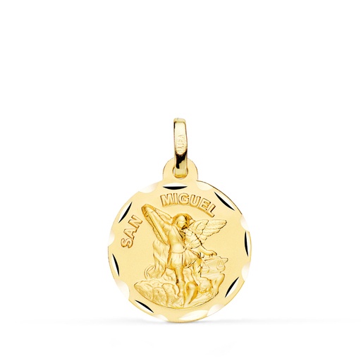 [PP8077-318] 18K MEDALLA ORO AMARILLO SAN MIGUEL TALLADO 18 MM