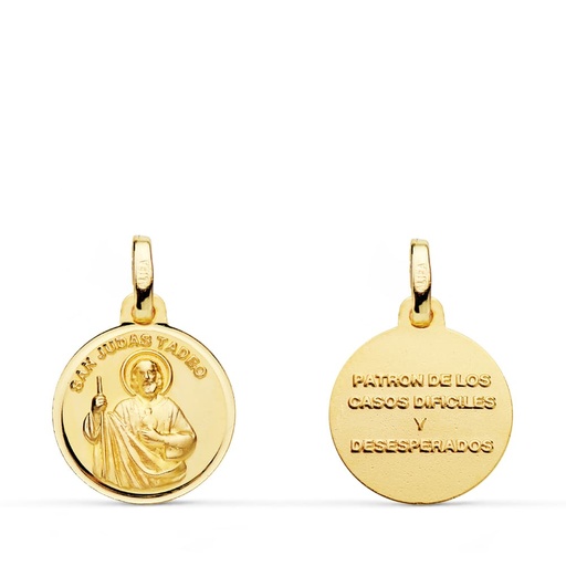 [PP8080-114] 18K MEDALLA SAN JUDAS TADEO TALLADO 14 MM