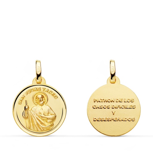 [PP8080-116] 18K MEDALLA SAN JUDAS TADEO TALLA BISEL 16 MM