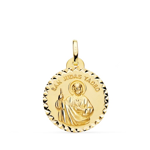 [PP8080-920] 18K MEDALLA SAN JUDAS TADEO TALLA CRUZADA 20 MM