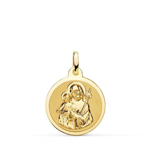 [PP8085-818] 18K MEDALLA SAN JOSE BRILLO 18 MM