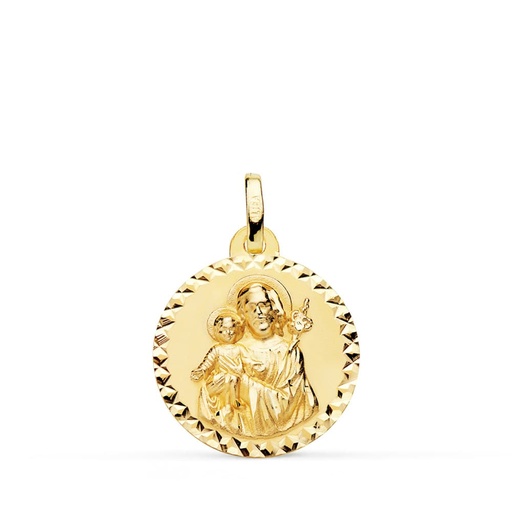 [PP8085-918] 18K MEDALLA SAN JOSE TALLA CRUZADA 18 MM
