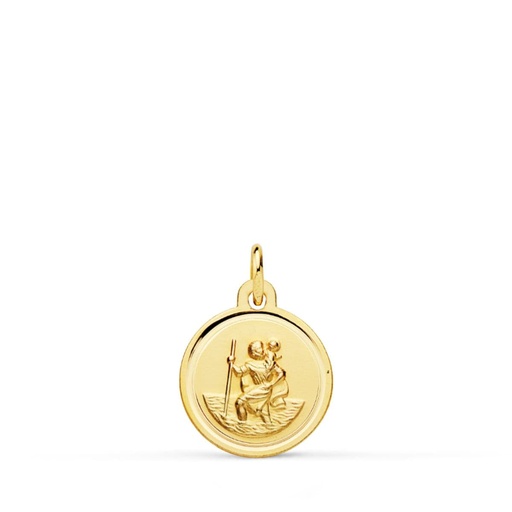 [PP8090-112] 18K MEDALLA SAN CRISTOBAL BISEL 12 MM