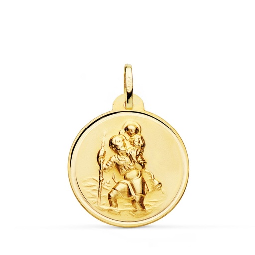 [PP8090-122] 18K MEDALLA SAN CRISTOBAL BISEL 22 MM