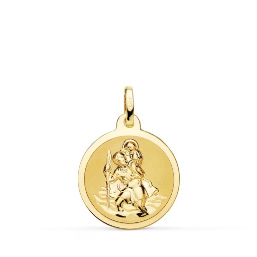 [PP8090-818] 18K MEDALLA SAN CRISTOBAL BRILLO 18 MM