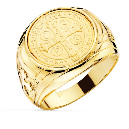 [PP8097-018SX] 18K SELLO ORO AMARILLO CRUZ DE SAN BENITO 16 MM ANCHO 22 MM