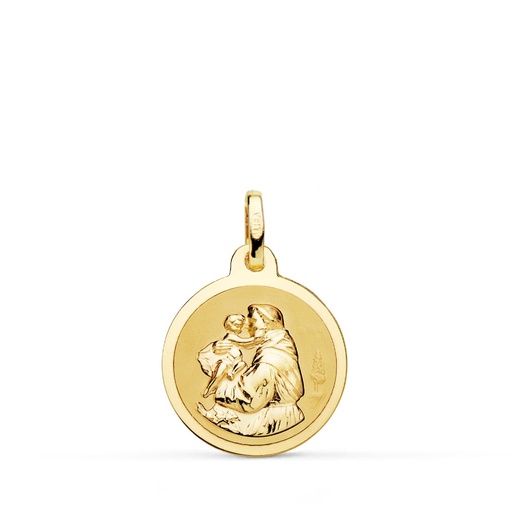 [PP8099-816] 18K MEDALLA SAN ANTONIO EN BRILLO 16 MM