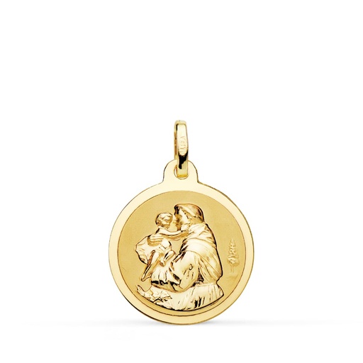[PP8099-818] 18K MEDALLA ORO AMARILLO SAN ANTONIO BRILLO 18 MM
