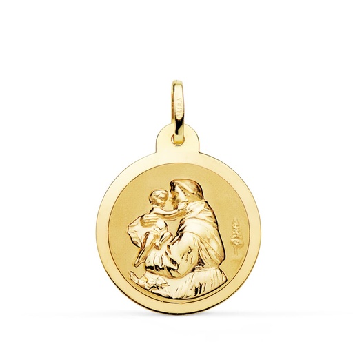 [PP8099-822] 18K MEDALLA ORO AMARILLO SAN ANTONIO BRILLO 22 MM