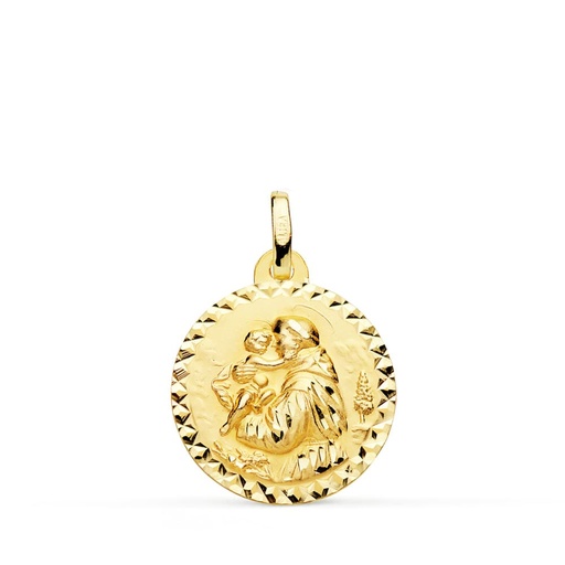 [PP8099-918] 18K MEDALLA SAN ANTONIO TALLA CRUZADA 18 MM