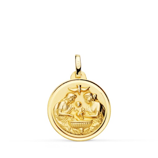 [PP8100-118] 18K. MEDALLA NUEVO BAUTISMO BISEL 18 MM