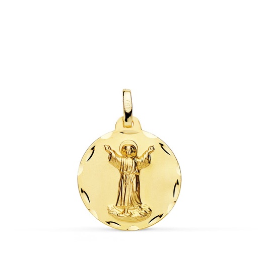[PP8110-318] 18K MEDALLA DIVINO NIÑO TALLADA 18 MM
