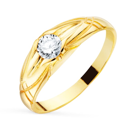 [PP904002] 18K SOLITARIO ORO AMARILLO ANCHO 7 MM CIRCONITA 5 MM INTERIOR FORRADO