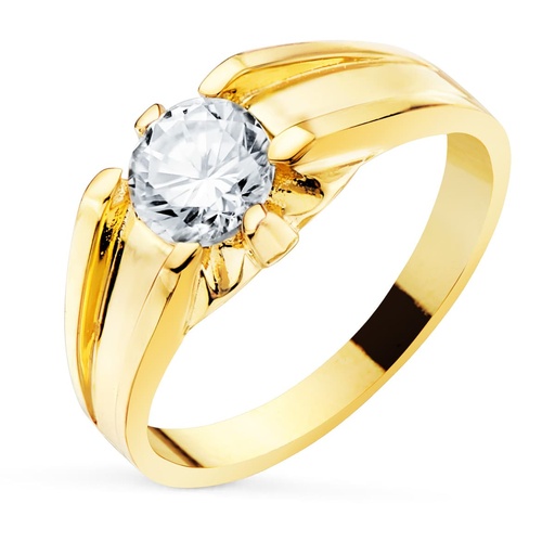 [PP904009] 18K SOLITARIO ORO AMARILLO CIRCONITA 6 MM INTERIOR FORRADO