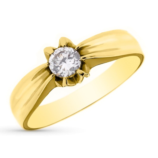 [PP904016] 18K SOLITARIO ORO AMARILLO SEÑORA 6 PATILLAS CARTIER CIRCONITA 5 MM FORRADO