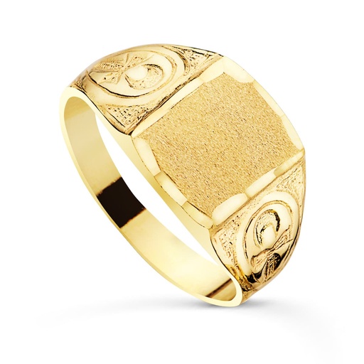 [PP904102] 18K SELLO ORO AMARILLO CABALLERO CRUZ DE LA VIDA BRILLO ANCHO 12X10 MM