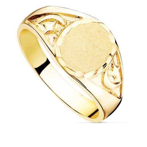 [PP904111] 18K SELLO MACIZO CABALLERO ORO AMARILLO TALLADO CABEZA OVAL 11X10 MM