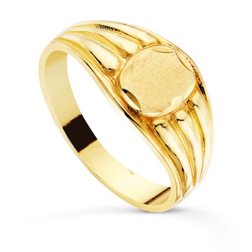[PP904202] 18K SELLO ORO AMARILLO CADETE MATE Y BRILLO ZONA GRABACION 8X7 MM