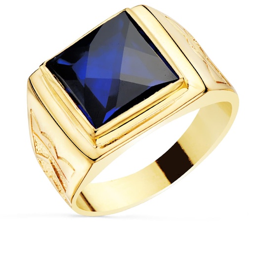 [PP905701-AZ] 18K SELLO ORO AMARILLO CABALLERO SPINEL 12X12 MM