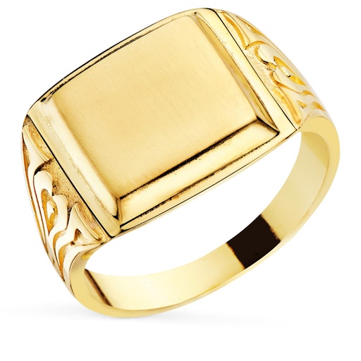 [PP91000] 18K SELLO ORO AMARILLO CON TALLADOS LATERALES CABEZA RECTANGULAR 11X10 MM
