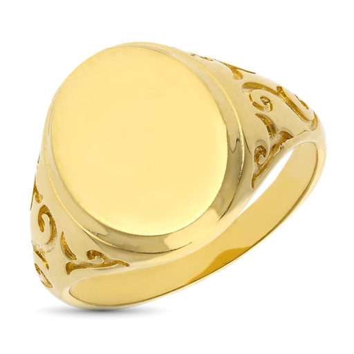 [PP91003] 18K SELLO CABALLERO CADETE MACIZO OVAL 16X14 MM CANTO PULIDO BISEL