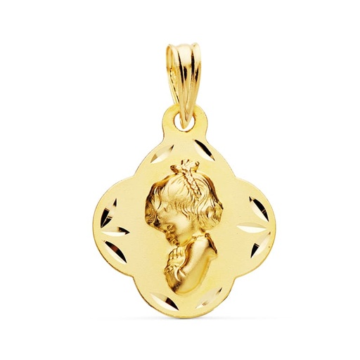 [PP9139-318] 18K MEDALLA VIRGEN NIÑA 19X16 MM