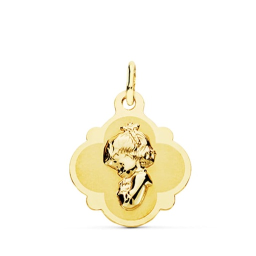 [PP9140-816] 18K MEDALLA ORO AMARILLO VIRGEN NIÑA 19X16 MM