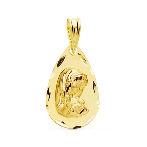 [PP9175-319] 18K MEDALLA VIRGEN NIÑA TALLADA 19X11 MM