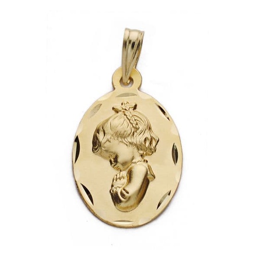 [PP9178-320] 18K MEDALLA VIRGEN NIÑA 22X14 MM